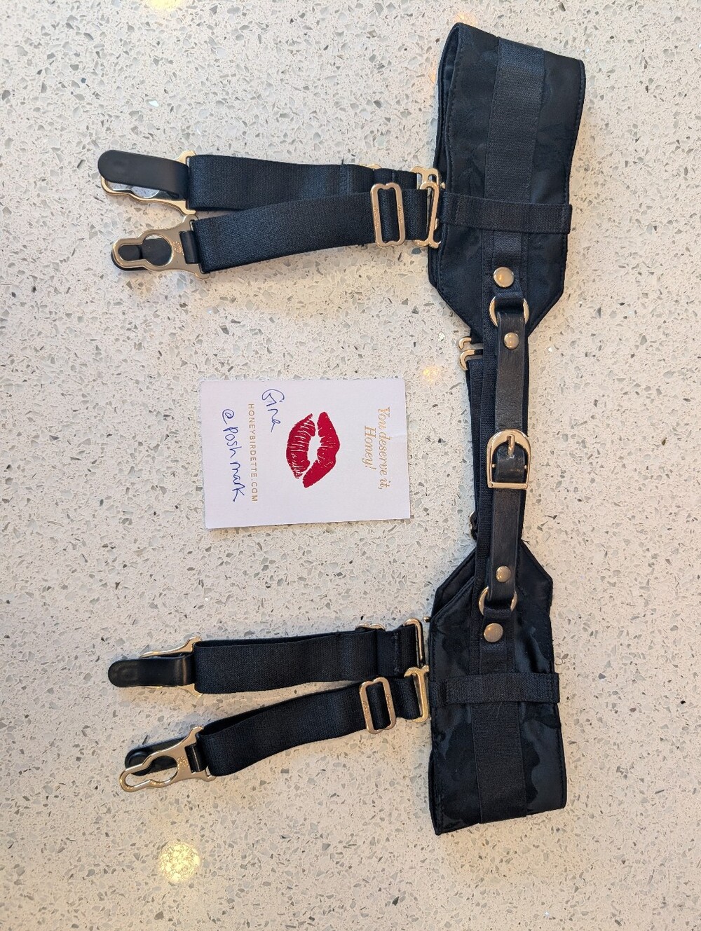 Honey Birdette Miss V black suspender belt S